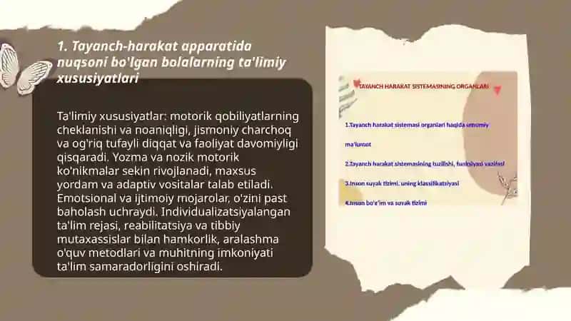 Tayanch - harakat apparatida nuqsoni bo'lgan bolalar ta'limi va tarbiyasi 3