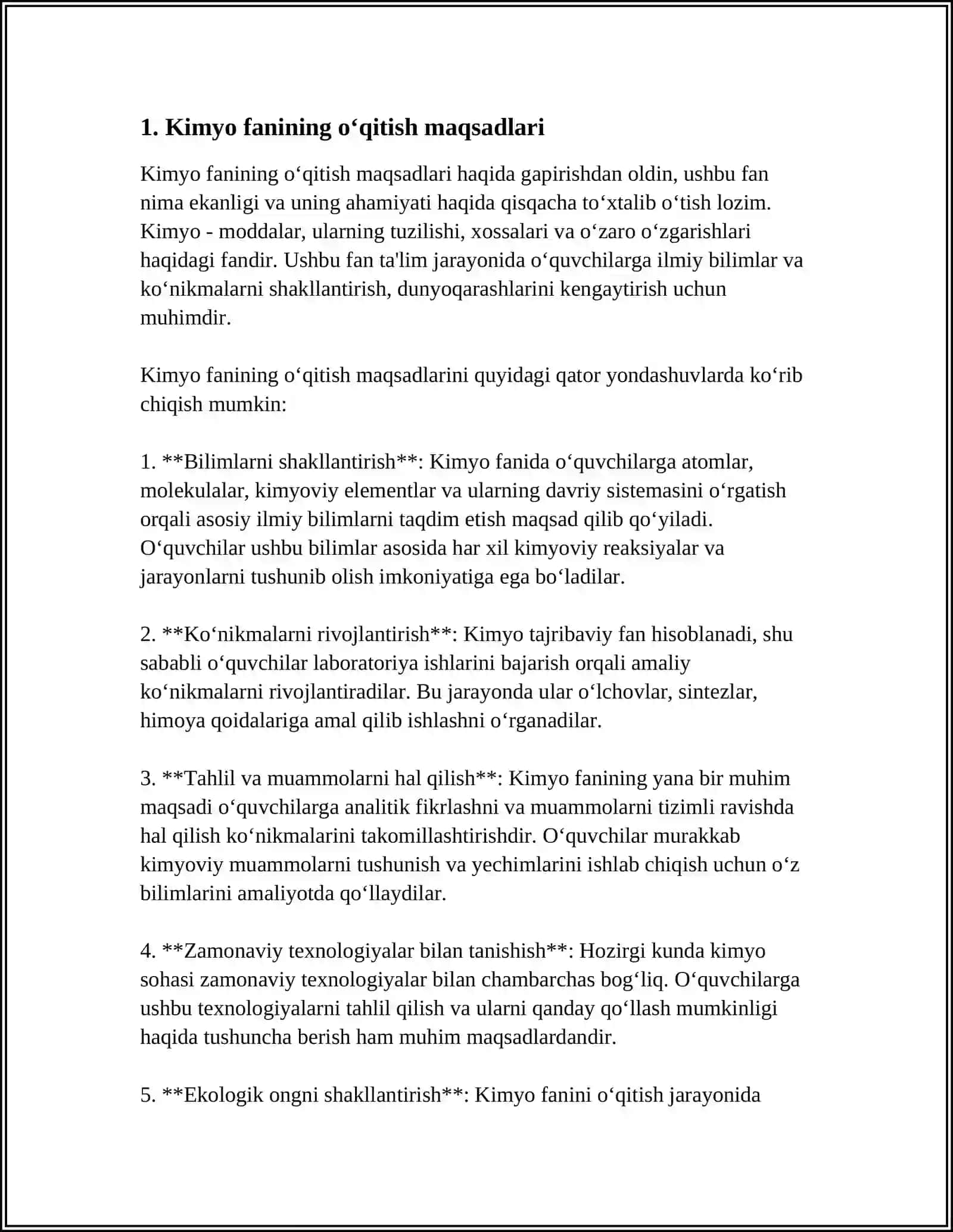 KIMYO O‘QITISHNING TA'LIMIY FUNKSIYASINI YORITISH 3
