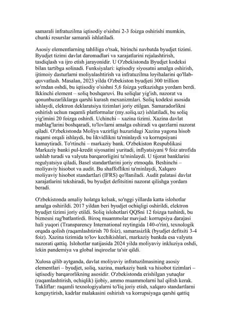 Davlat Moliyaviy Infratuzilmasining asosiy elementlari 3