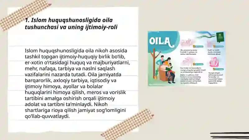 Islom huquqshunosligida oila, nigoh, taloq, idda, zihor tushunchalari 3