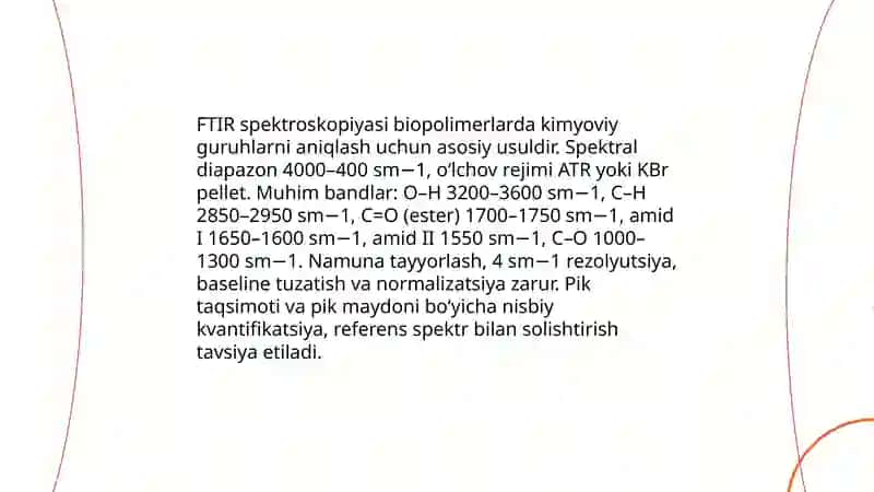 Biopolimerlarni identifikatsiyalash usullarini òzlashtirish 3