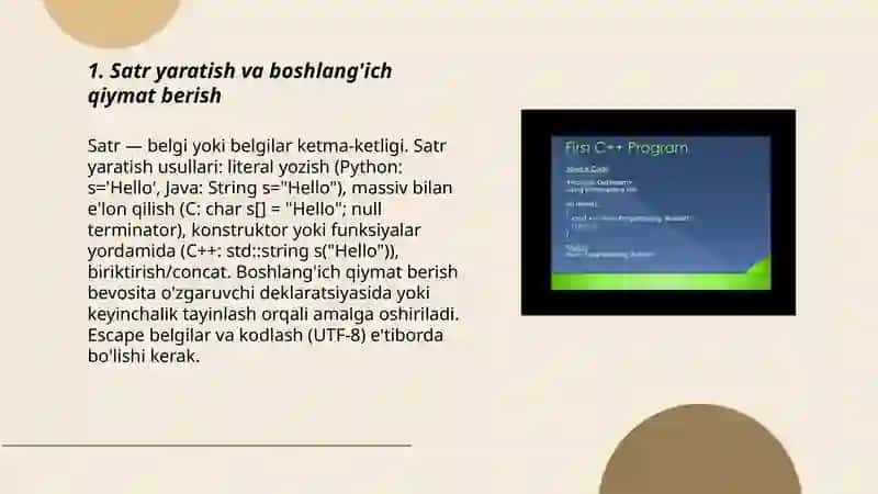 Dasturlarda satirlar bilan ishlash usullari 3