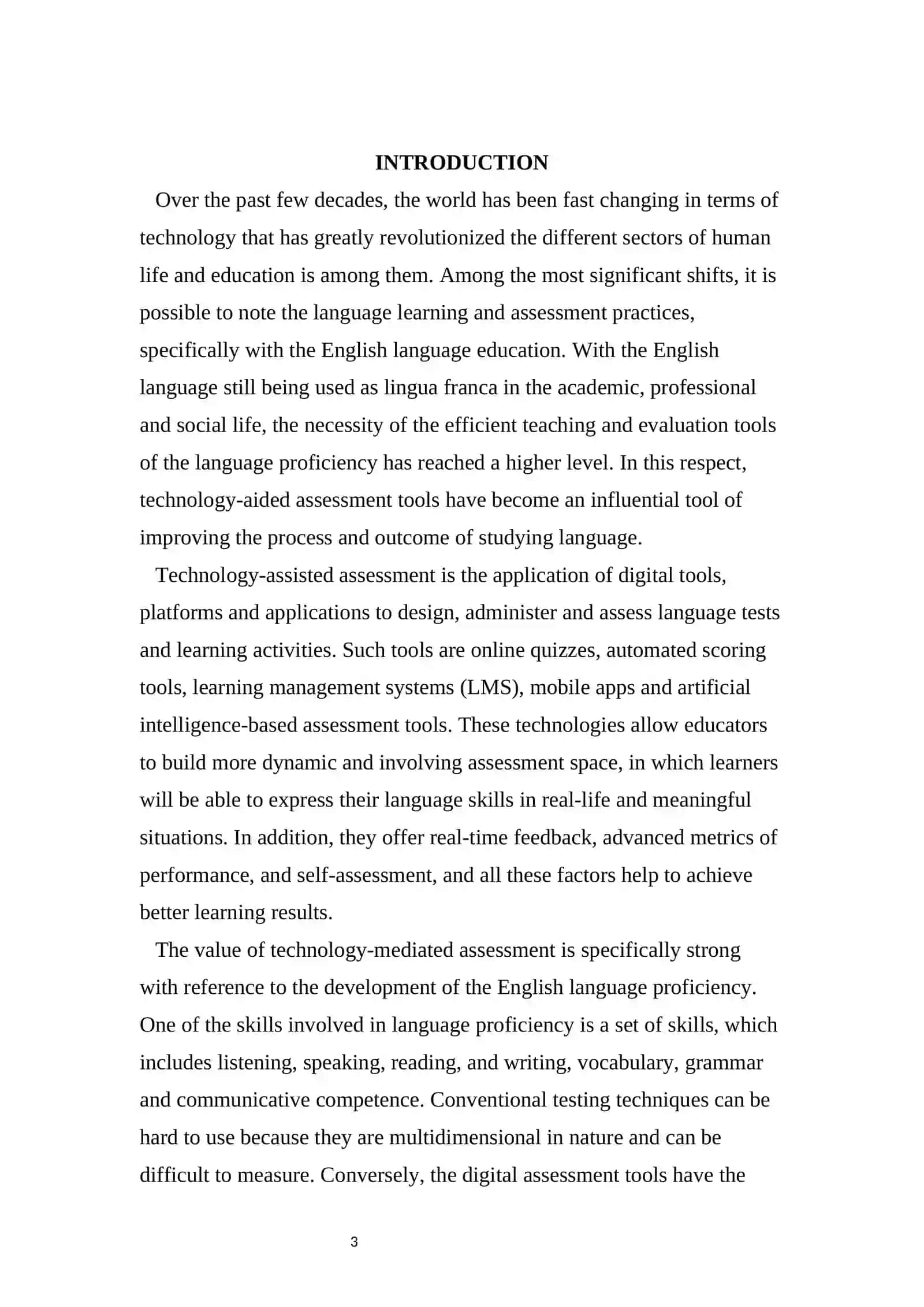 THE IMPACT OF TECHNOLOGY- ASSISTED ASSESSMENT TOOLS ON ENGLISH LANGUAGE PROFICIENCY 3