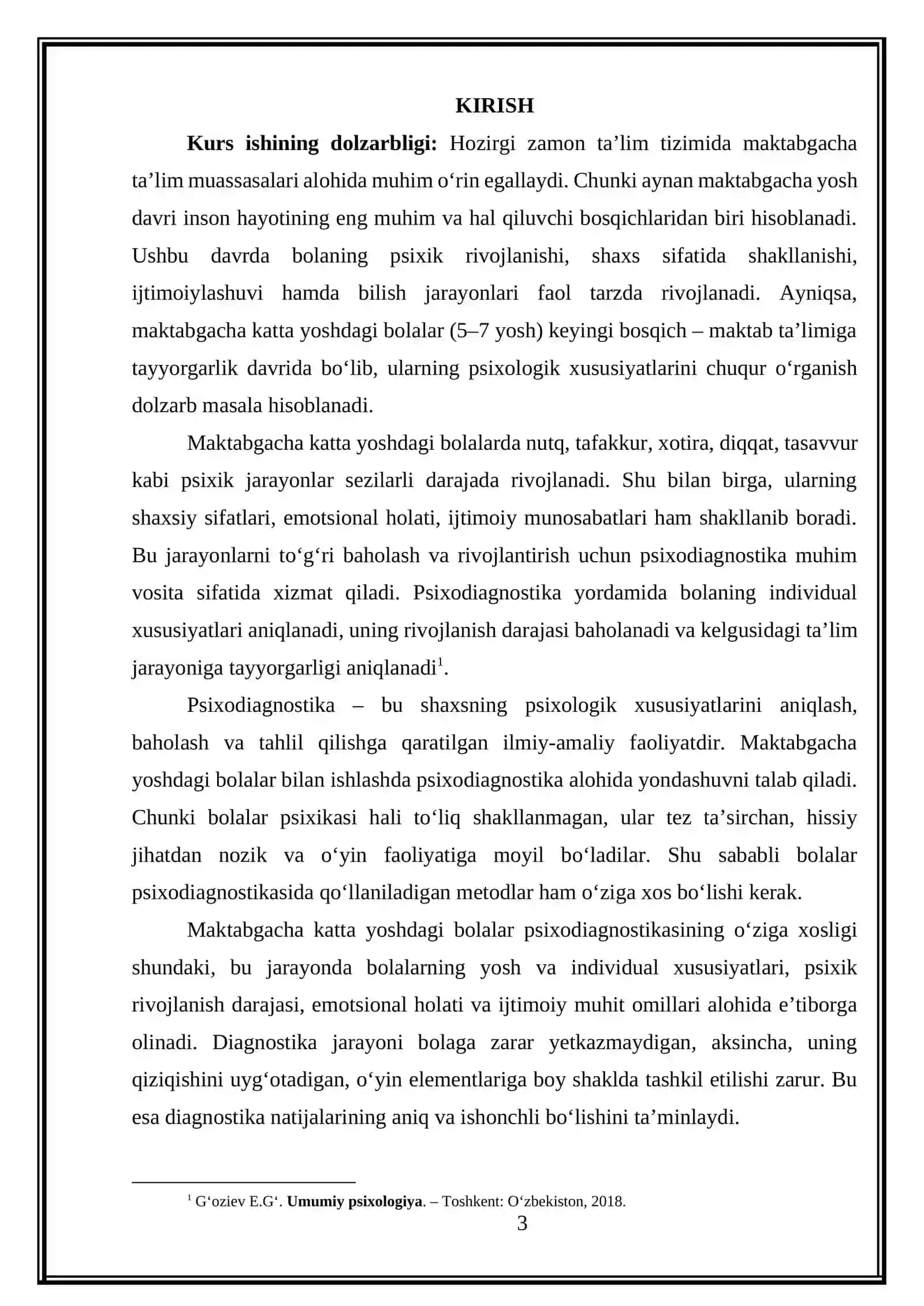 MAKTABGACHA KATTA YOSHDAGI BOLALAR PSIXODIAGNOSTIKASINING O‘ZIGA XOSLIGI 3