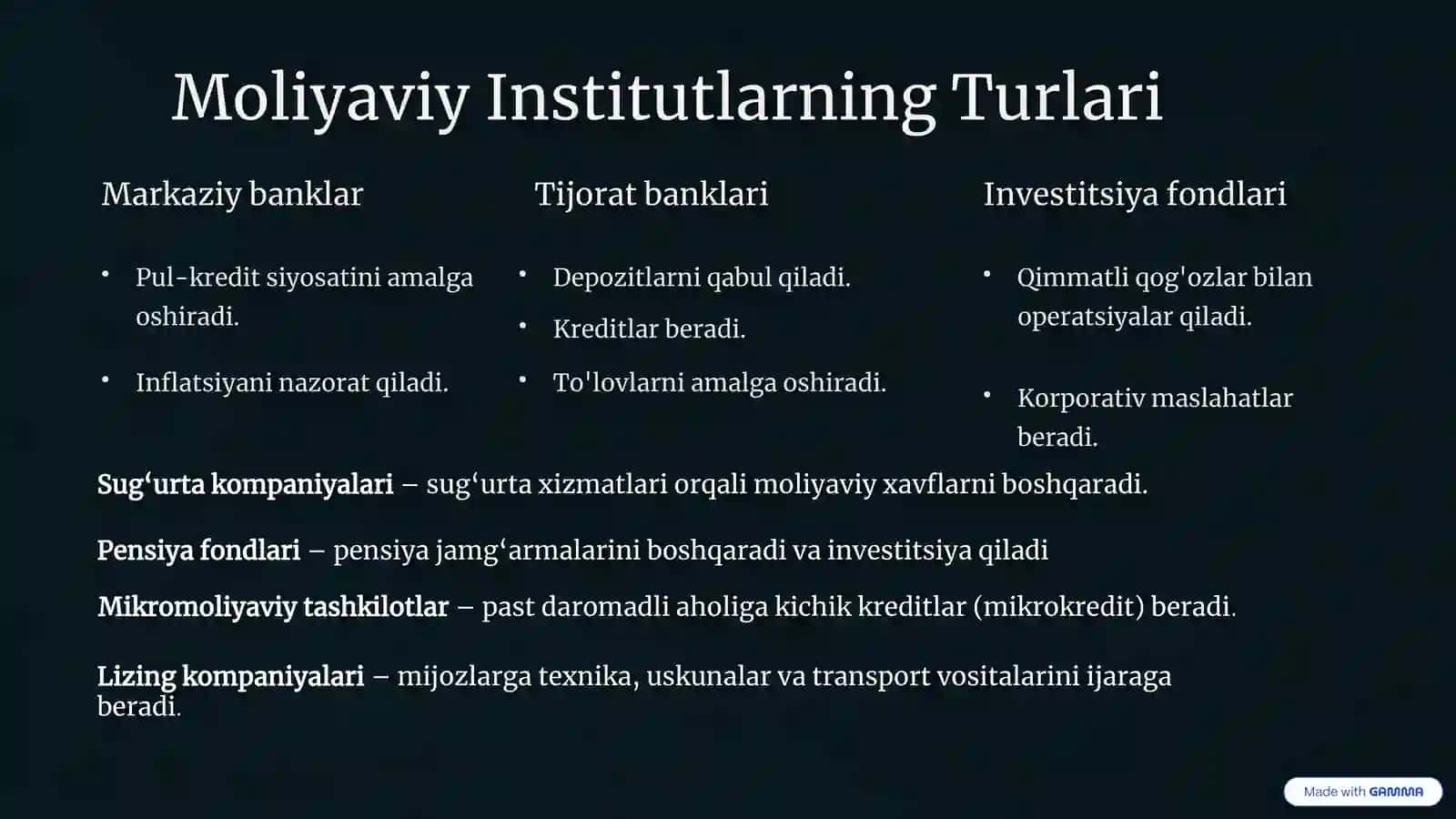 Moliyaviy Institutlar 3