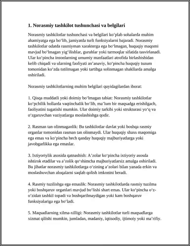 NORASMIY TASHKILOT VA UNING RASMIY TASHKILOTLAR BILAN ALOQALARI 3