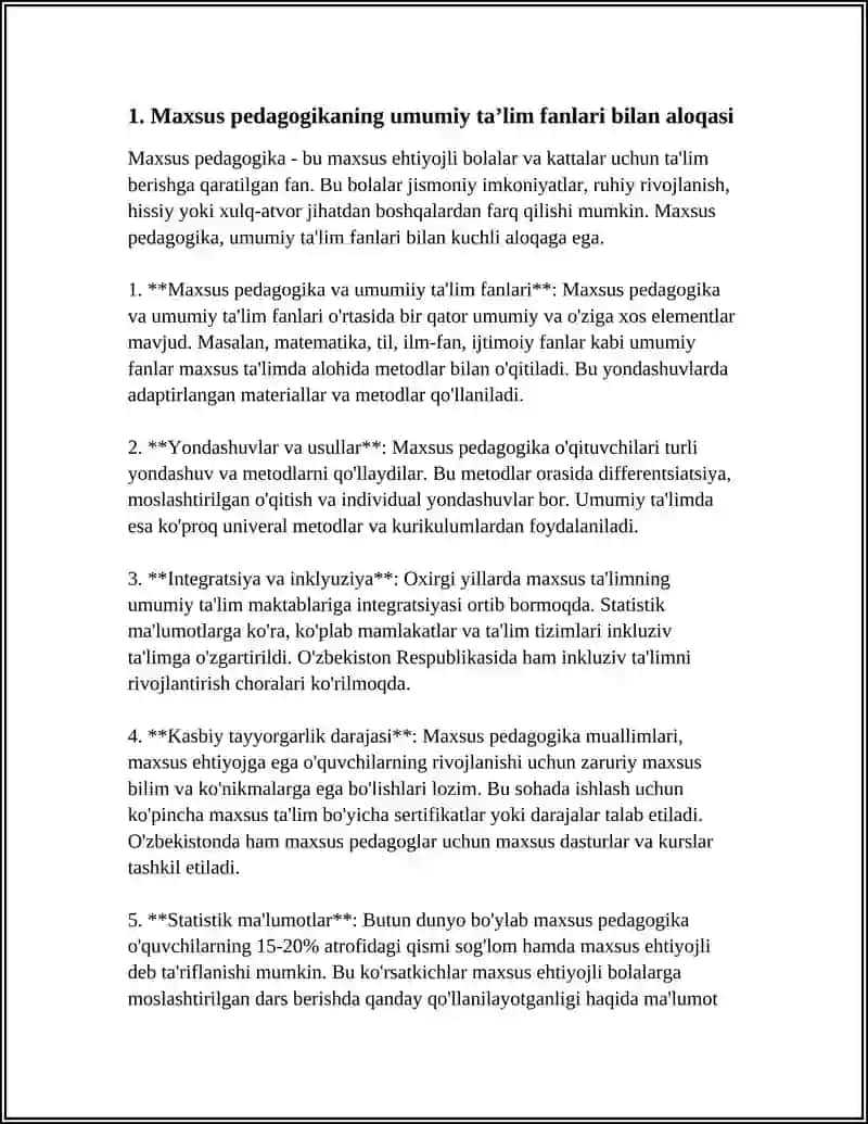 MAXSUS PEDAGOGIKA FANINING BOSHQA FANLAR BILAN BOĞLIQLIGI ÕZBEKISTONDA MAXSUS TA'LIM MUASSALARINI TARMOĞI TAVSIFI 3