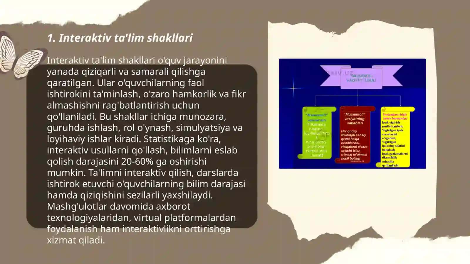 Ta'limni tashkil etish shakllari va turlari.(Noan'anaviy ta'lim shakllari) 3
