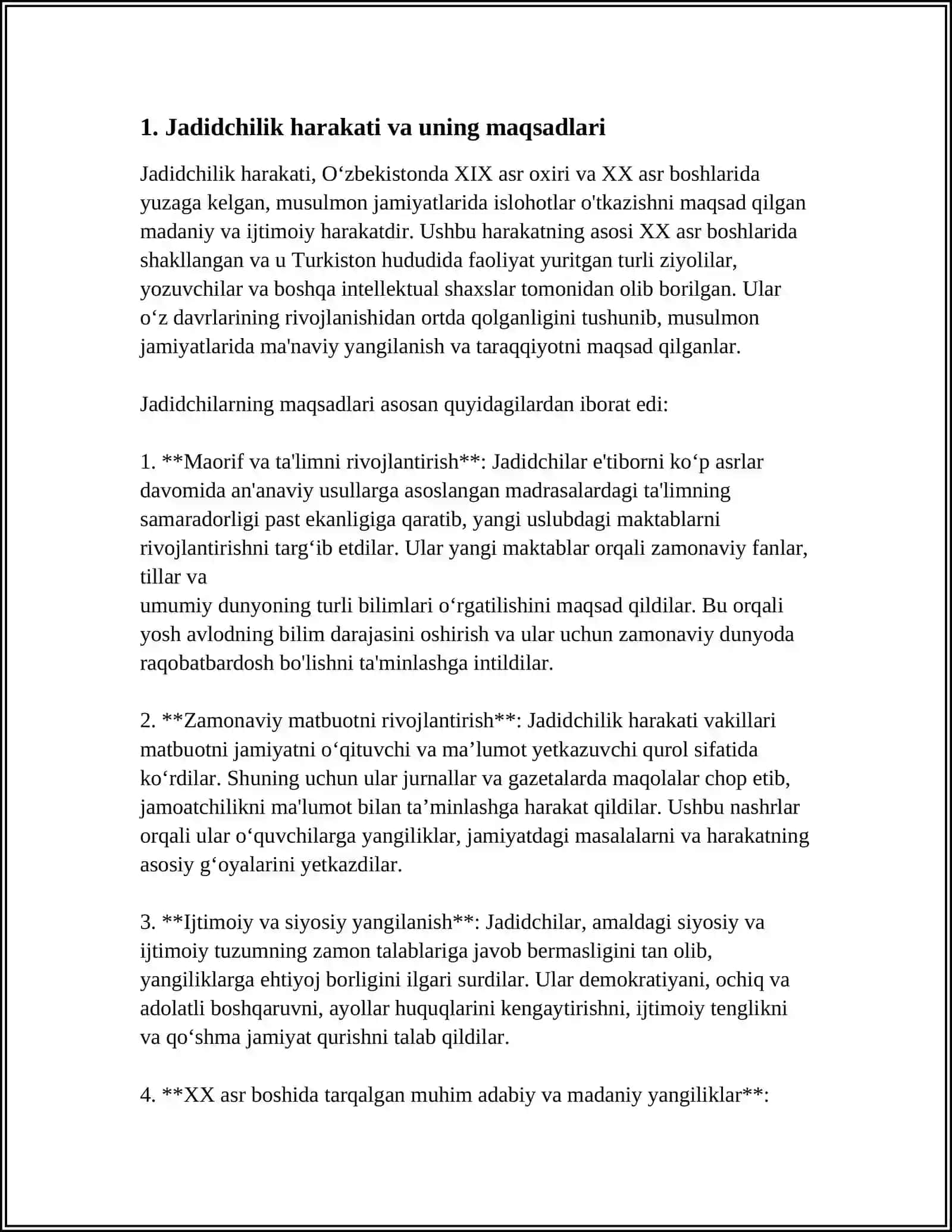 JADID MAʼRIFATPARVARLARINING OʻLKA IJTIMOIY-MAʼNAVIY HAYOTIDA TUTGAN OʻRNI(MUNAVVARQORI QORI,FITRAT,BEHBUDIY,AVLONIY) 3