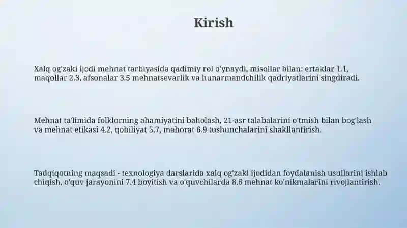 Mehnat tarbiyasida xalq og'zaki ijodidan foydalanish 3