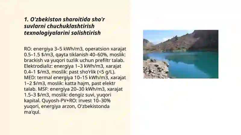 O'zbekiston sharoitida sho'r suvlarni chuchuklashtirish g'oyasini yaratish 3