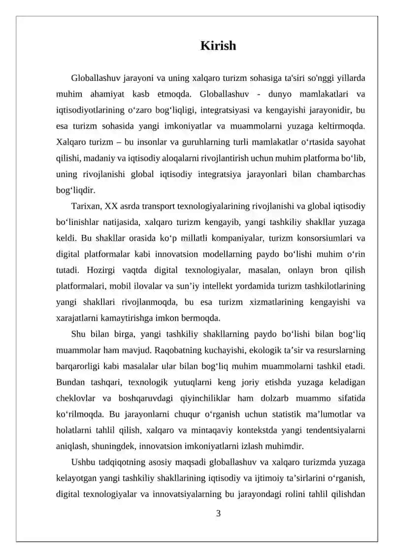 Globallashuv va Xalqaro Turizm 3