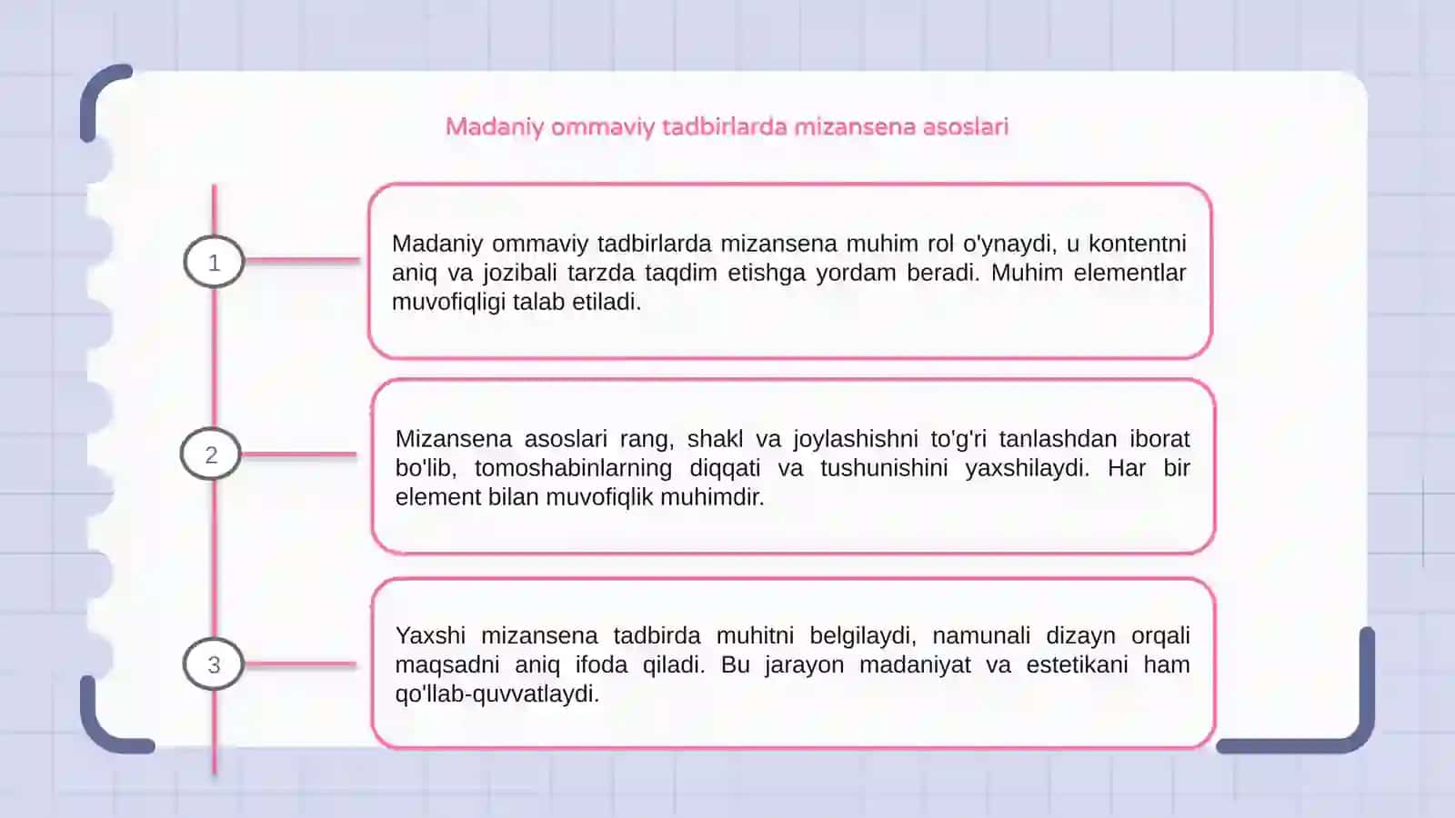 Madaniy ommaviy tadbirlarda mizansena asoslari 3