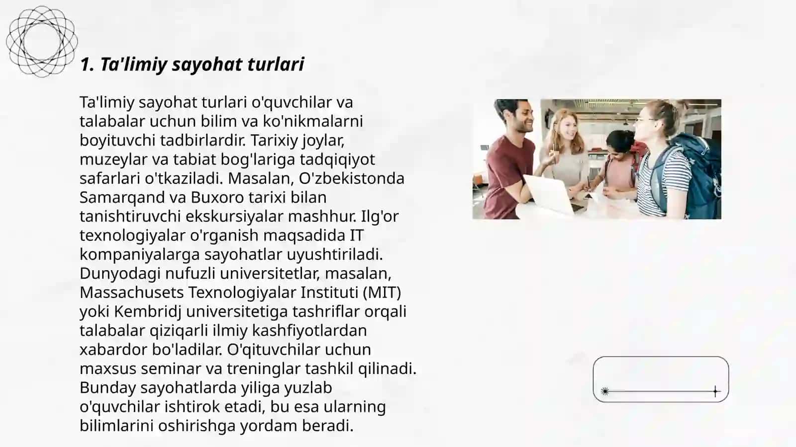 Ta'limiy sayohat turlari 3