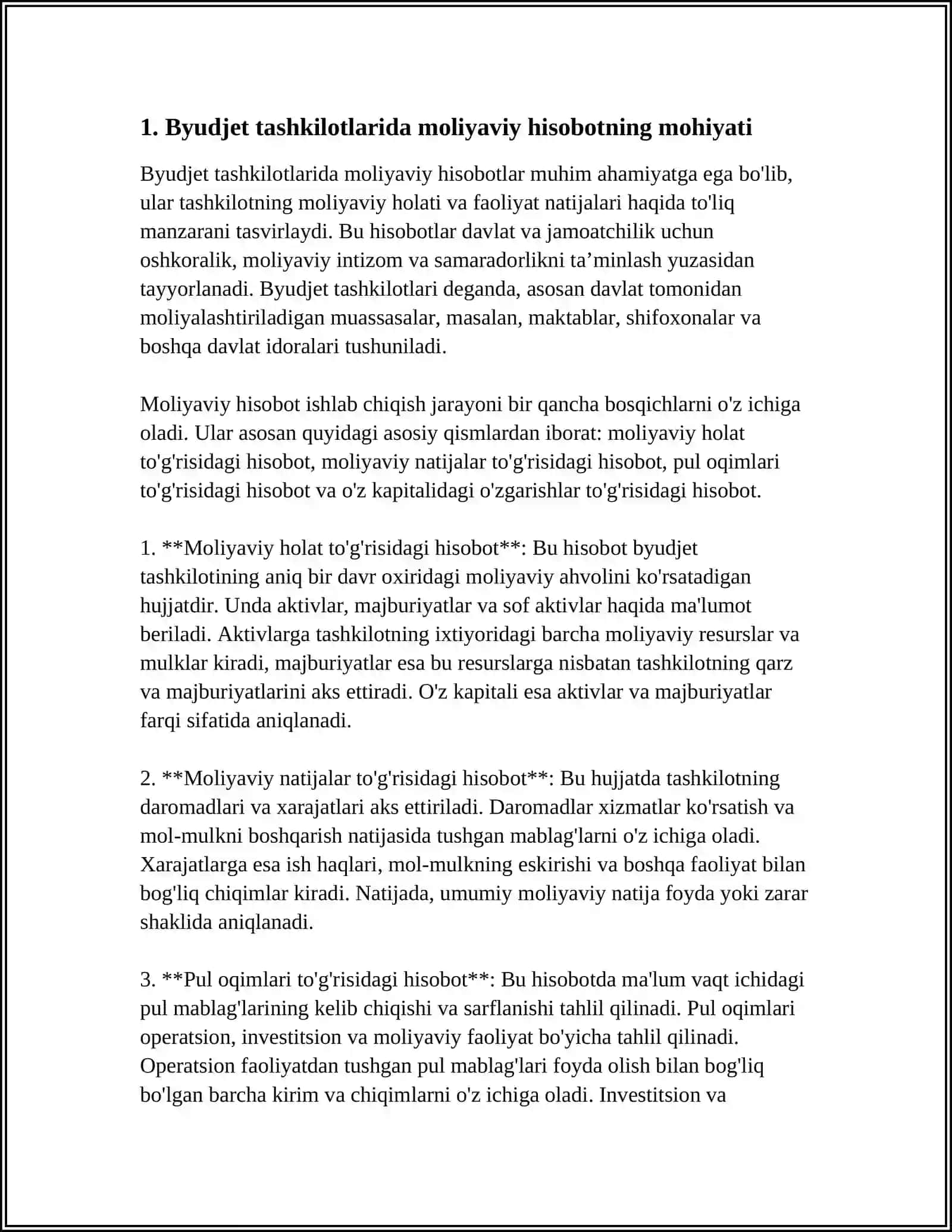 MUSTAQIL ISH Mavzu: BYUDJET TASHKILOTLARIDA MOLIYAVIY HISOBOTLAR 3