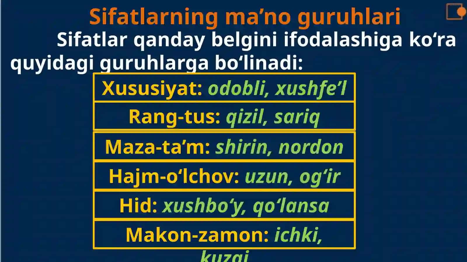 Sifatlar va ularning turlari 3
