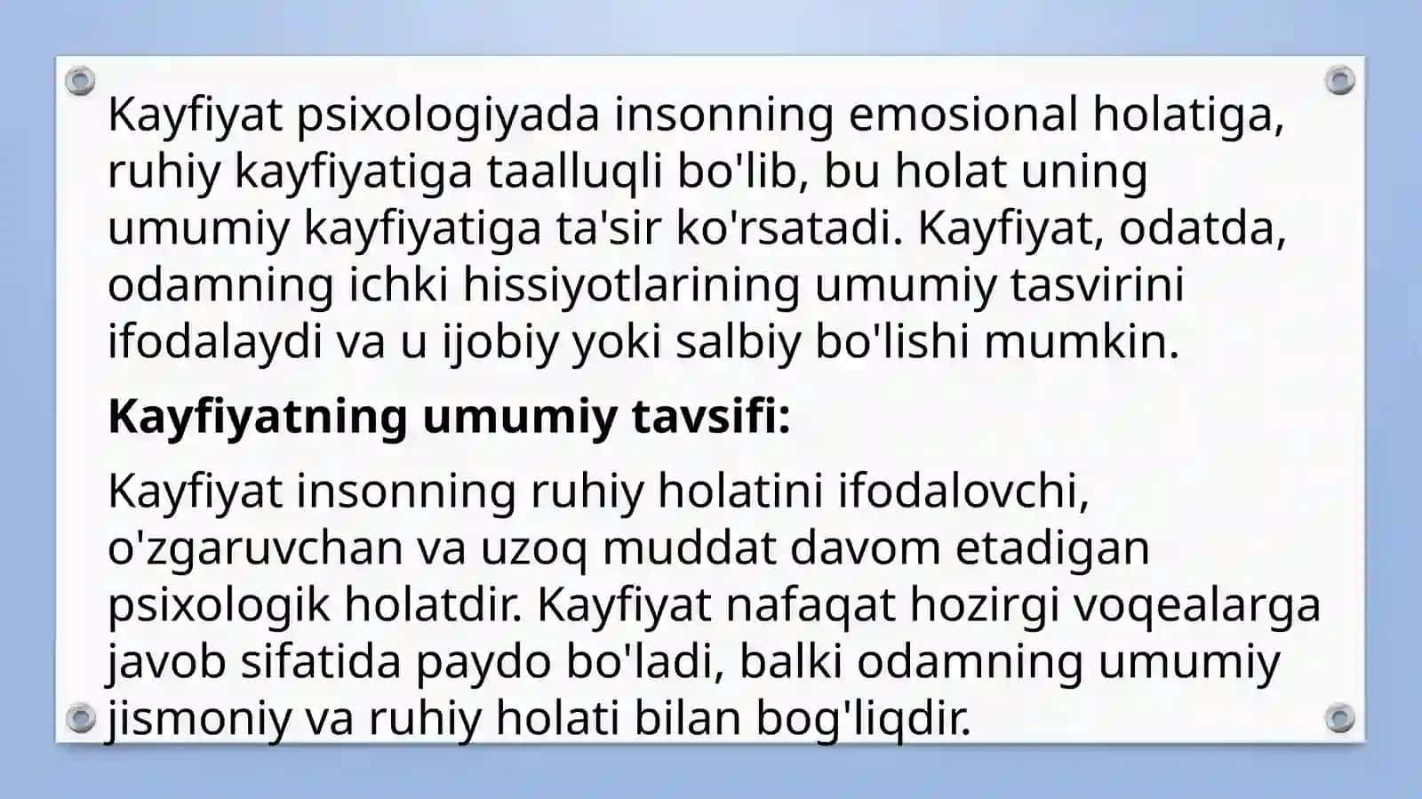 Kayfiyatning umumiytavsifi va uning tuzilishi 3