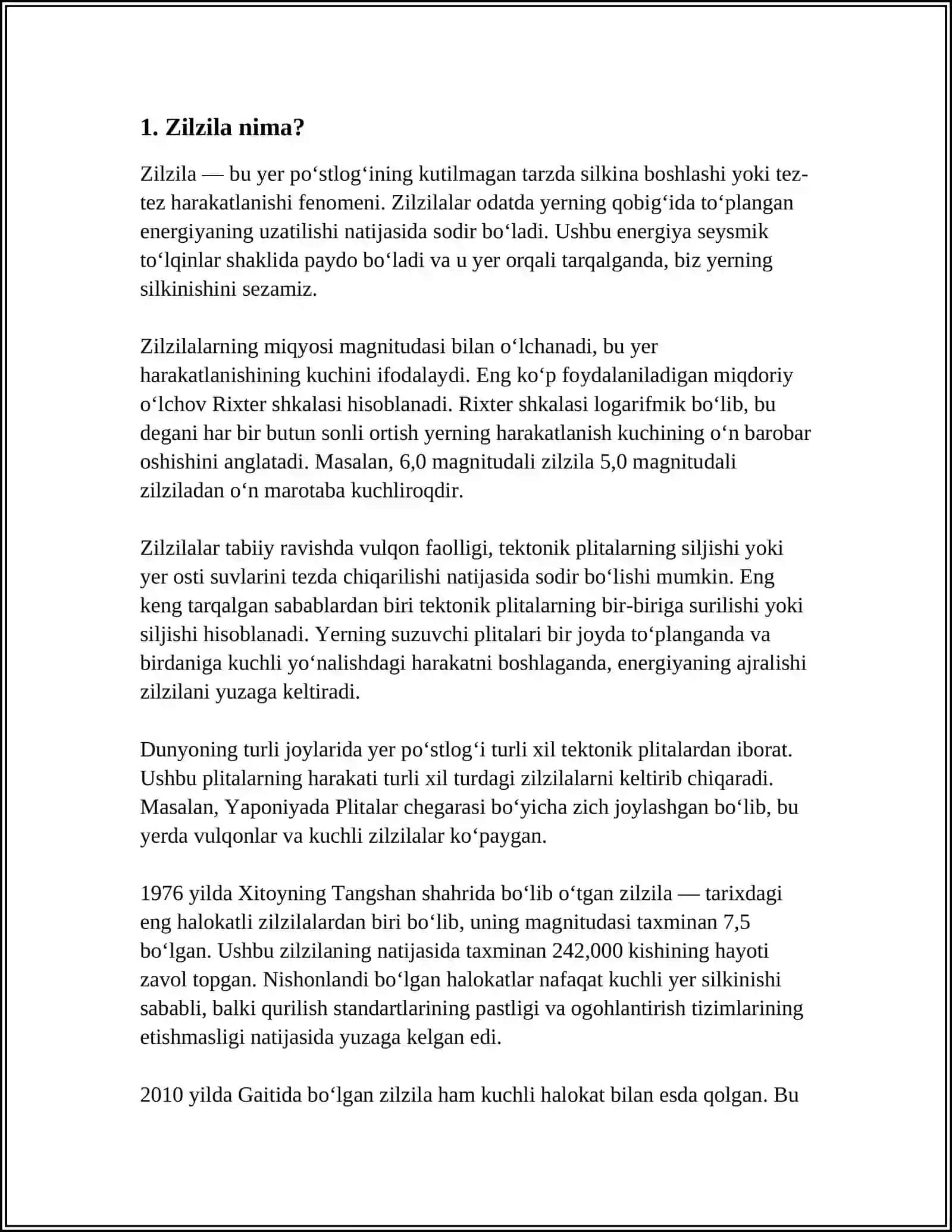 ZILZILA VA UNDAN OGOHLANTIRISH MUHOFAZALANISH TADBIRLARI 3
