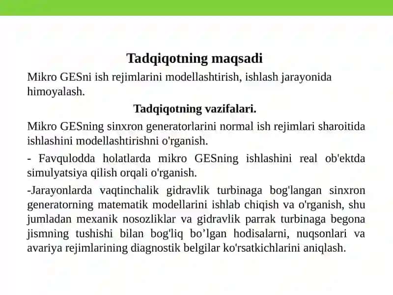 Mikro GESning sinxron generatorini ish rejimlarini modellashtirish 3