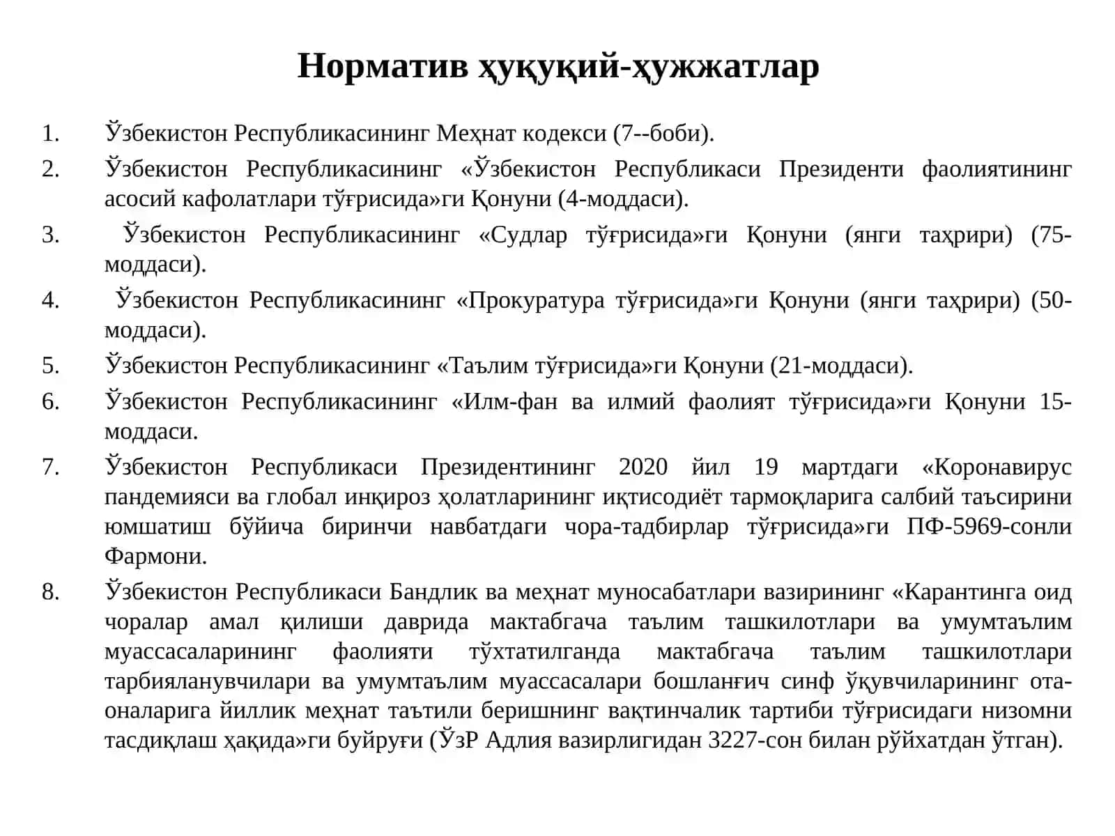 Ҳуқуқшунослик норматив ҳуқуқий-ҳужжатлар 3