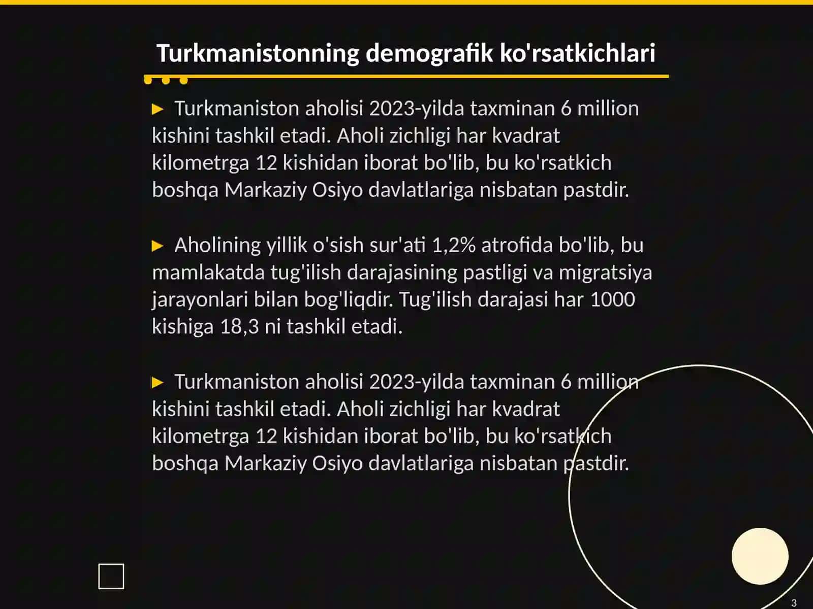 Turkmaniston aholisi va qishloq xoʻjaligi geografiyasi 3
