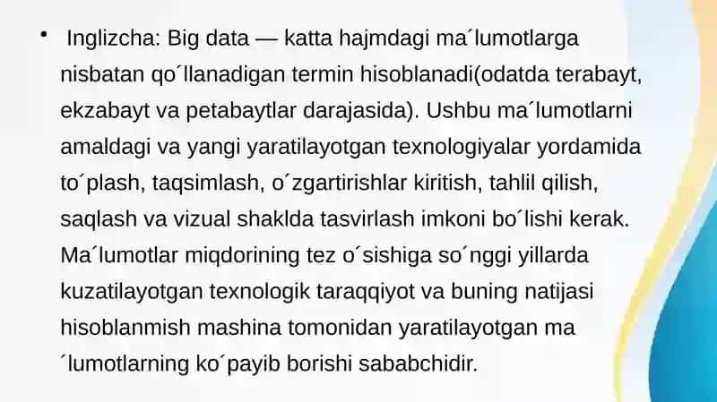 Kattama’lumotlarniboshqarishturkumlari 3