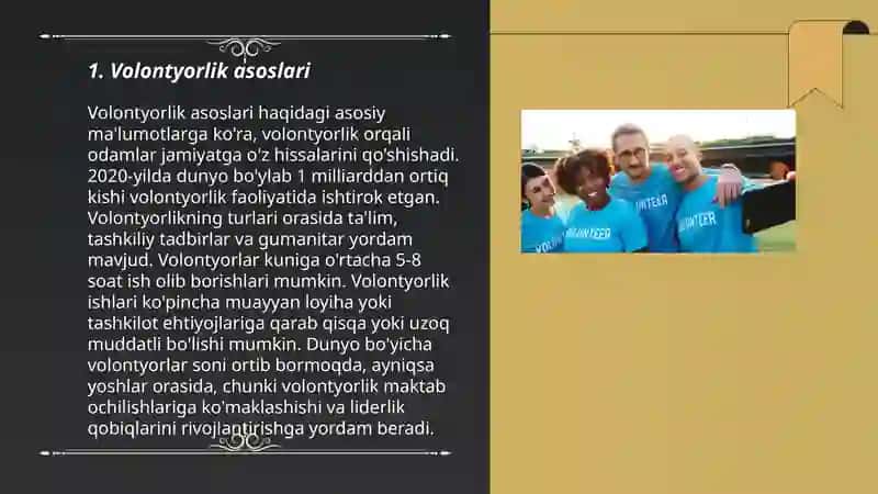 Volontyorlik va volontyor guruhlar bilan tashkil etiladigan faoliyat 3