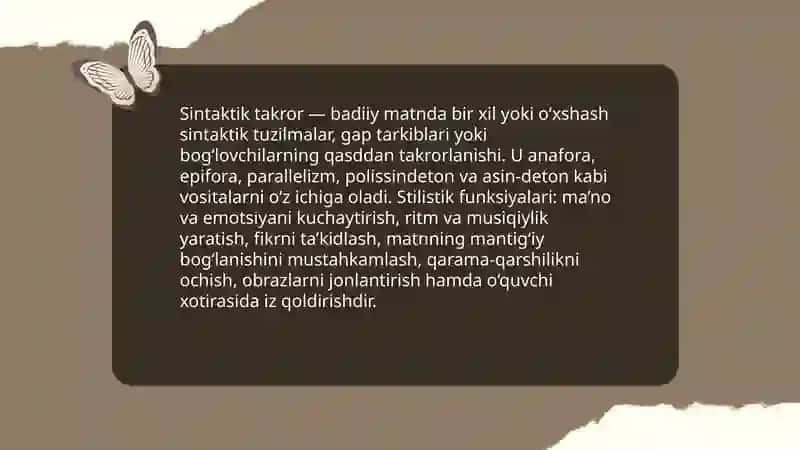 Sintaktik takror: tushuncha va stilistik funksiyalari 3