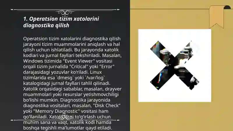 Operatsion tizimini nosozliklarini tuzatish mavzusida 3