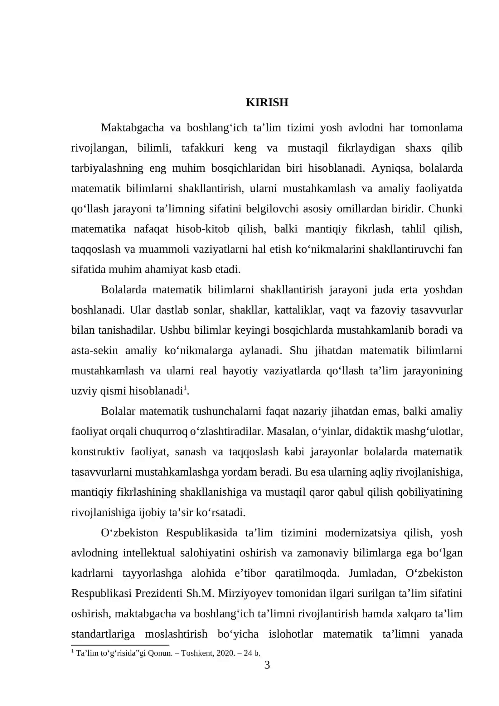 BOLALARDA MATEMATIK BILIMLARNI SHAKLLANTIRISHNING NAZARIY ASOSLARI VA AMALDA QO‘LLASH USULLARI 3