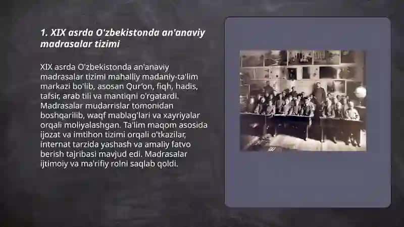XIX asrda O'zbekistonda ta'lim tizimi 3