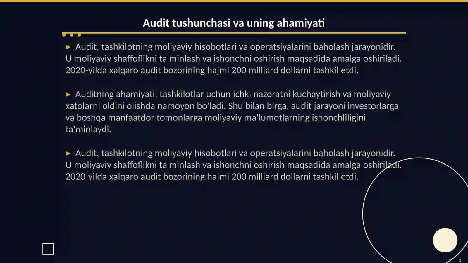 Audit fanining mazmuni va mohiyati: xalqaro standartlarga belgilangan asosiy tamoyillar 3