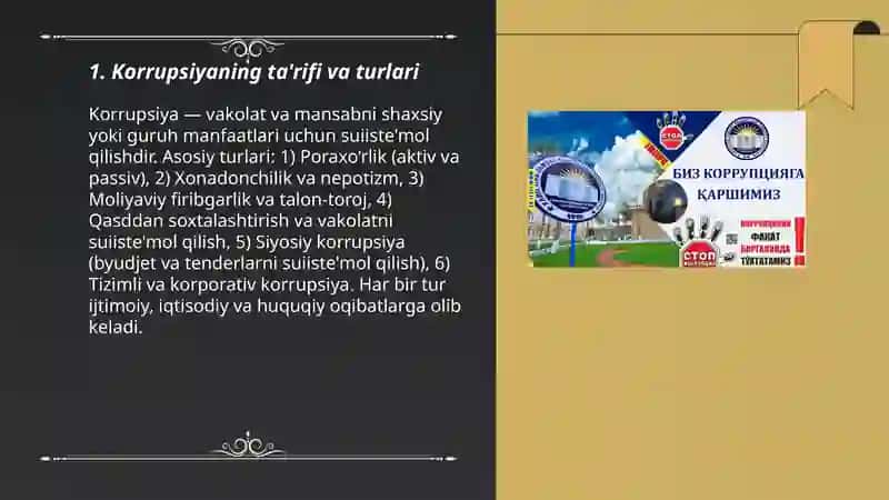 Korrupsiyaga qarshi kurashish - Antikorrupsiya 3