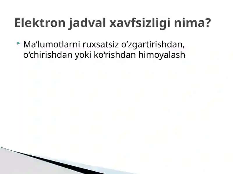Elektron jadval xavfsizligi 3