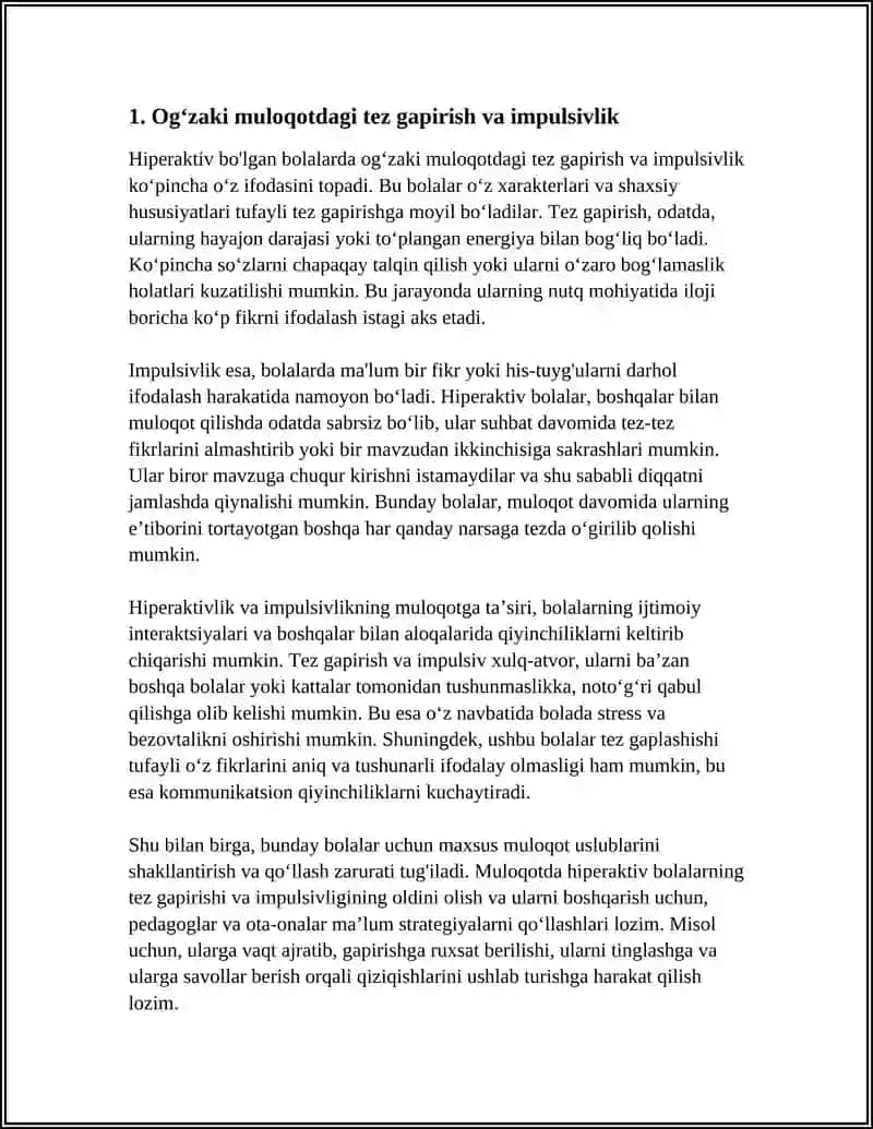 GIPPERAKTIV BOLGAN BOLALARNING MULOQOT XUSUSIYATLARI 3