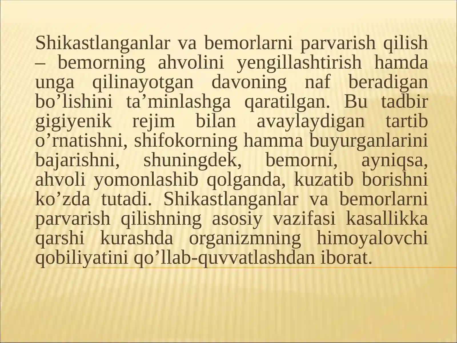 Davolash muassasalarida bemorlarni parvarishlash usullari 3