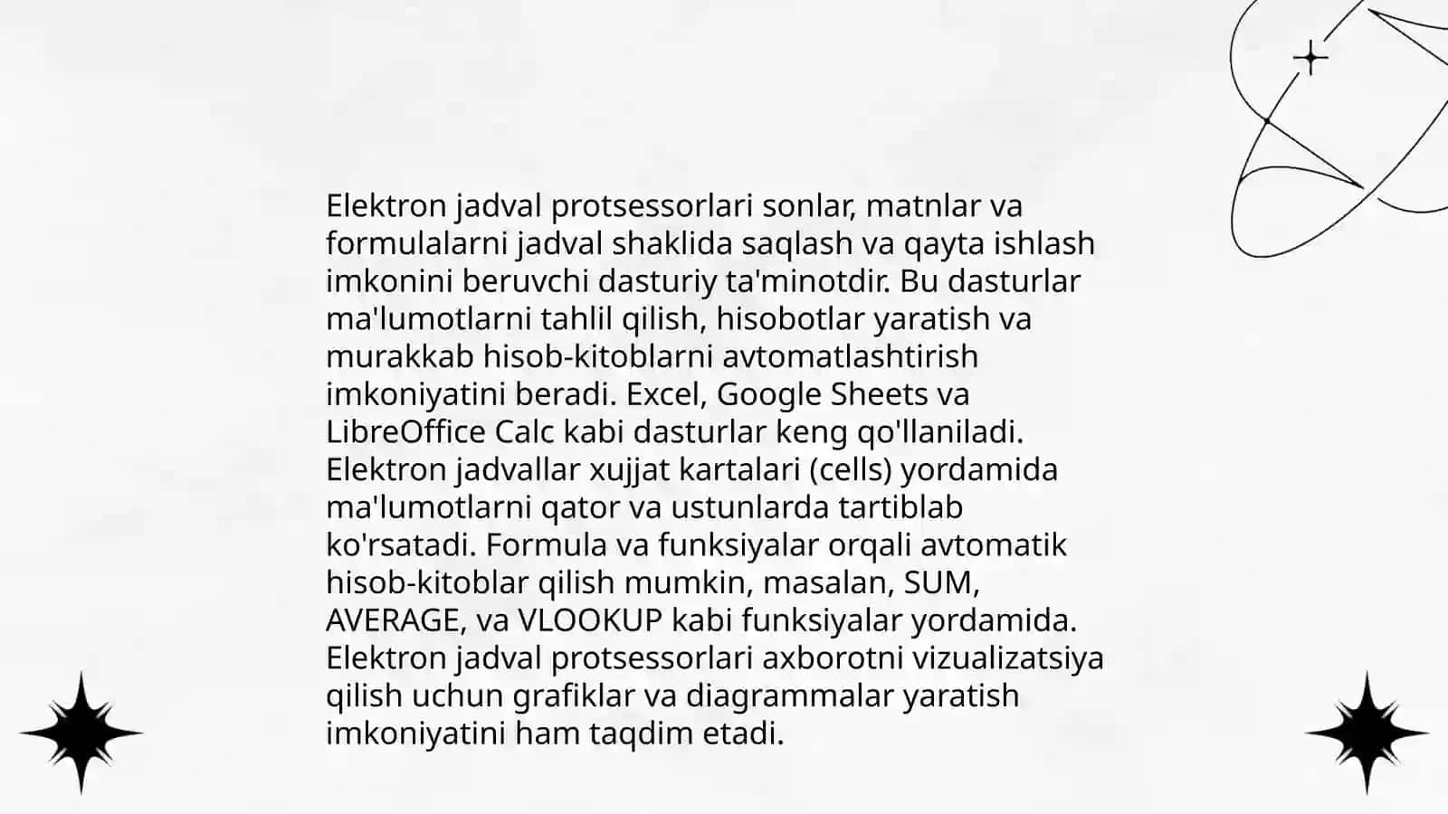 Elektron jadval protsessorlari 3