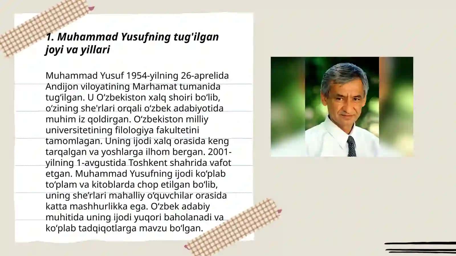 Muhammad Yusuf hayoti va ijodi 3