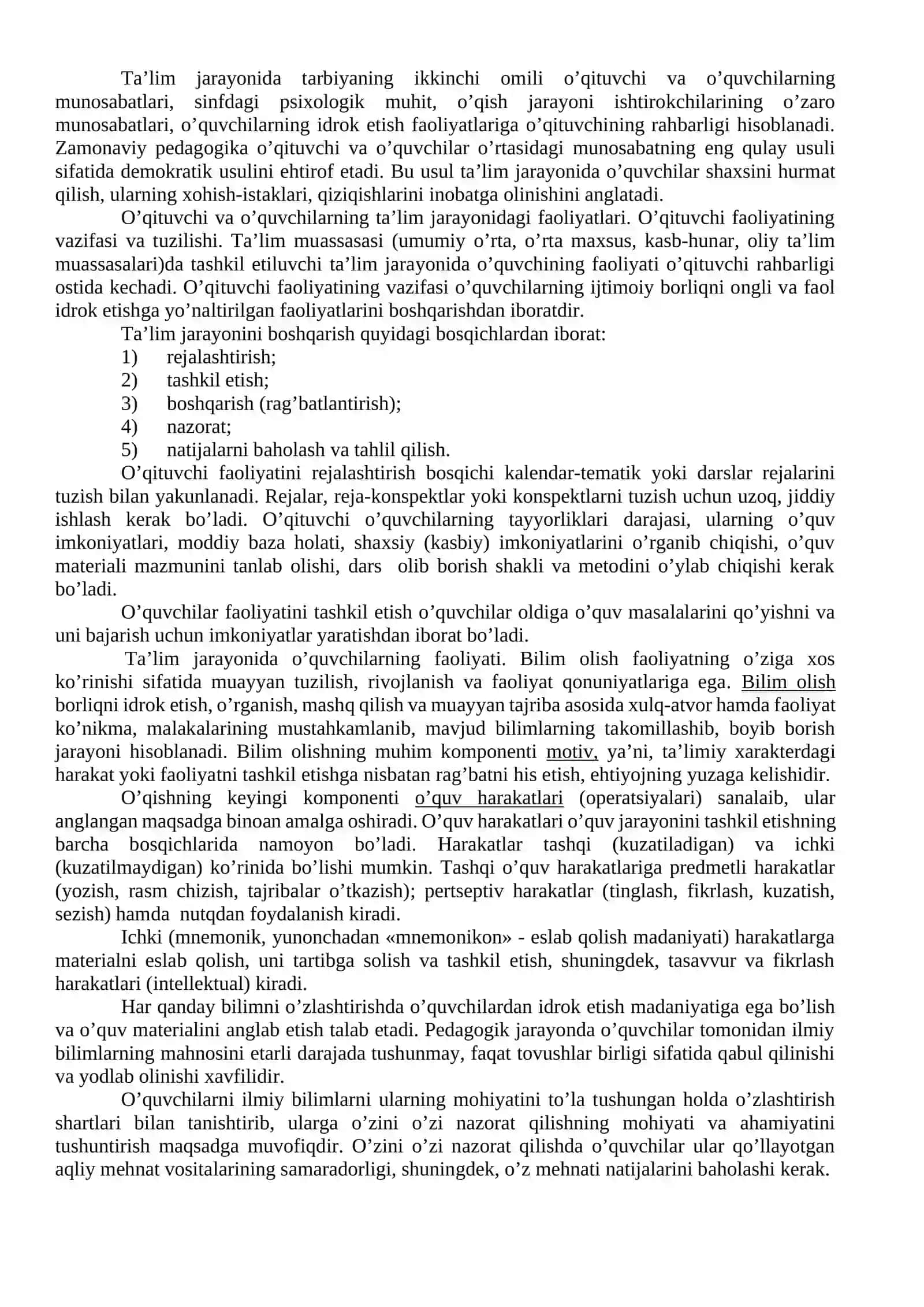 Ta’lim-tarbiya jarayoni yagona tizim sifatida. Ta’lim tamoyillari 3