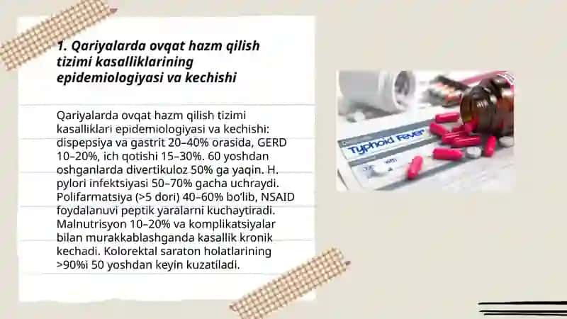 Qariyalarda ovqat hazm qilish tizimi kasaliklarining kechishi 3