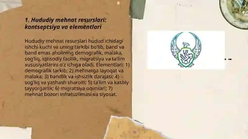 Mehnat iqtisodiyot fanidan hududlarda mehnat resurslari va ularning shakillanish jarayonlarini tartibga solish 3
