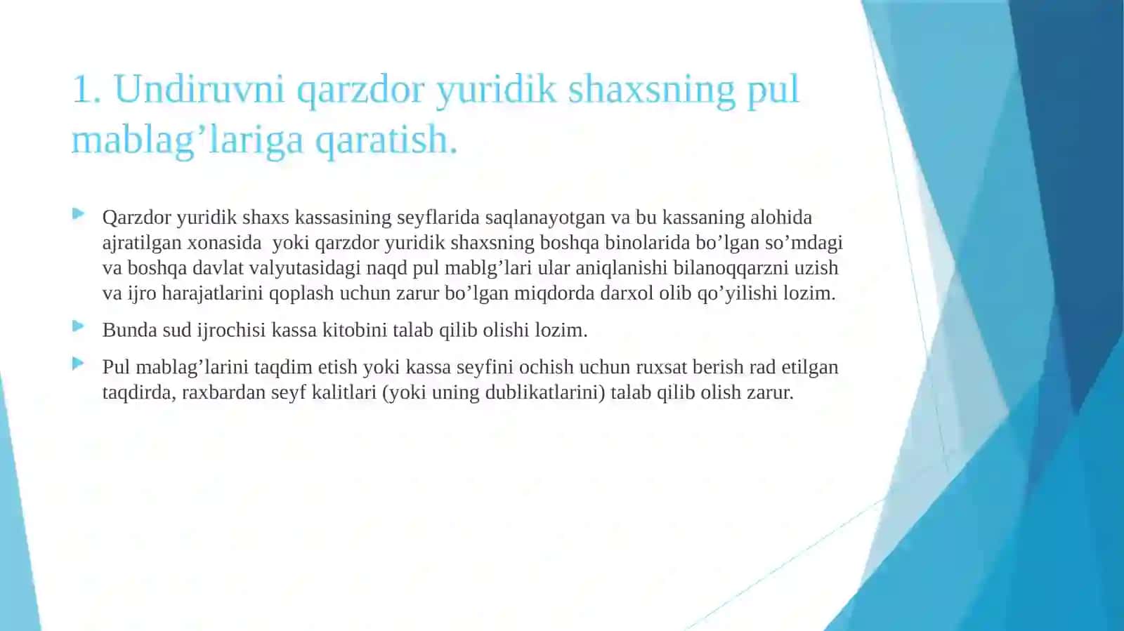 Undiruvni qarzdor yuridik shaxsning mol-mulkiga qaratishning xususiyatlari 3