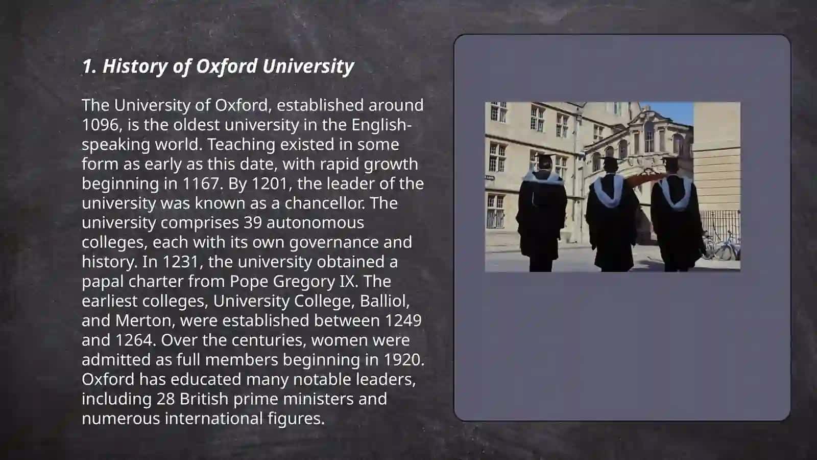 Oxford Universiteti haqida slayid tayyorlash 3