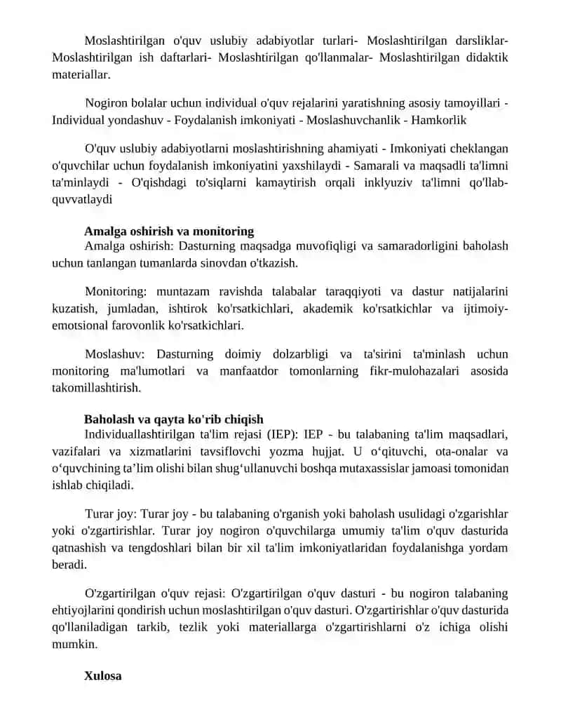 Imkoniyati Cheklangan Bolalarini Inklyuziv Ta’Lim Jarayonida O‘Qitish Bo‘Yicha Individual Reja Dasturlarini Yaratish Va O‘Quv Metodik Adabiyotlarini 3