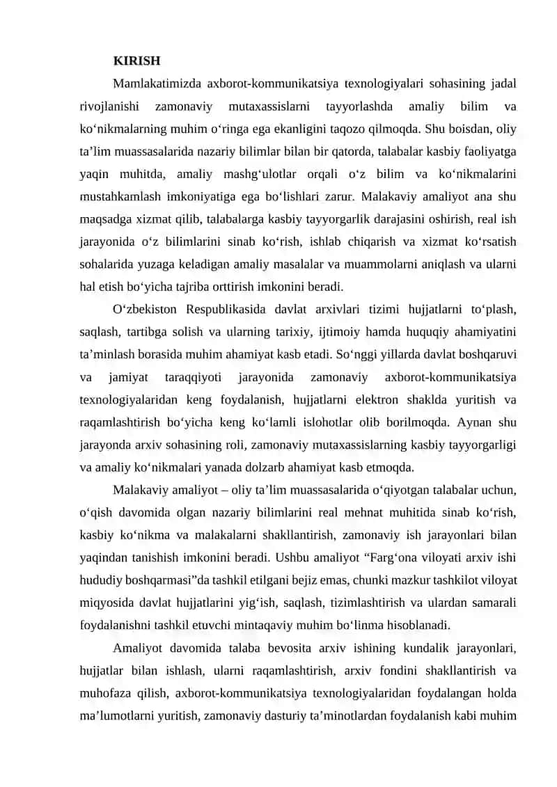 MALAKAVIY AMALIYOT HISOBOTI REJASI 3