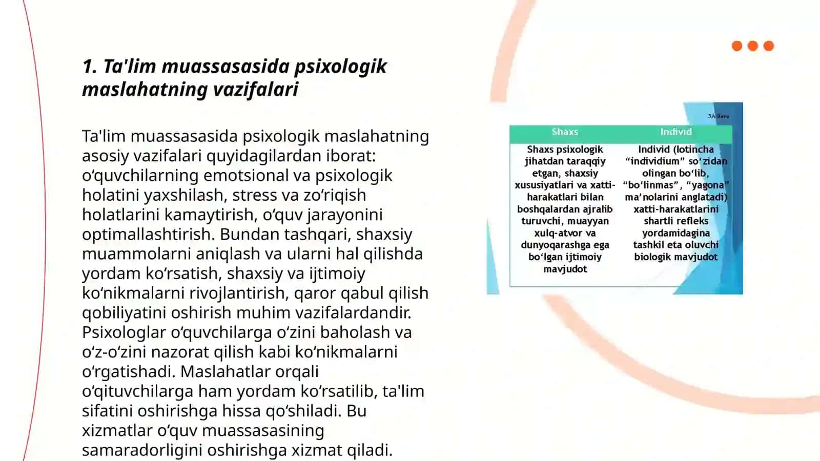 Ta'lim muassasasida psixologik maslahatning vazifalari 3