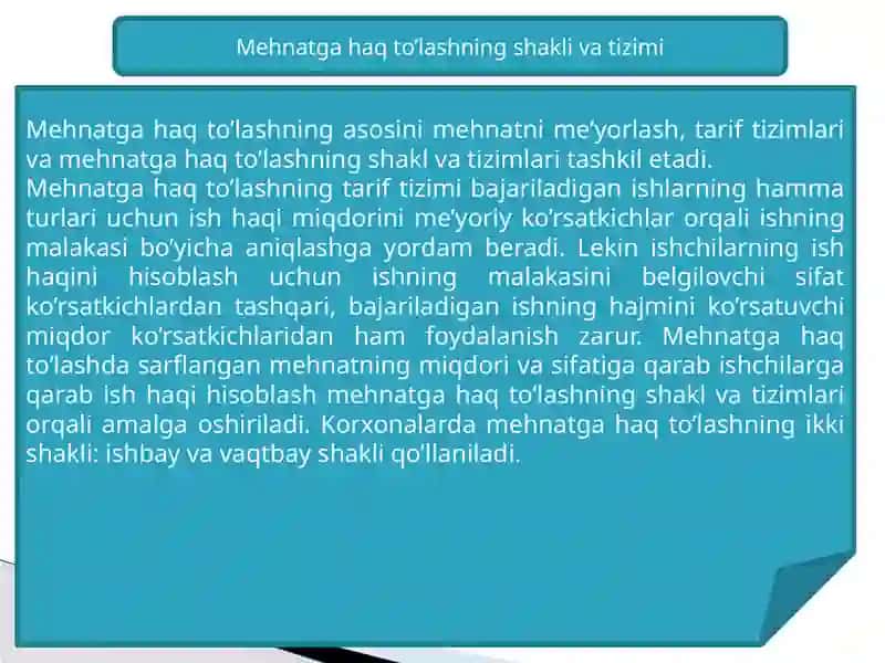Mehnatni tashkilotish va me'yorlash 3