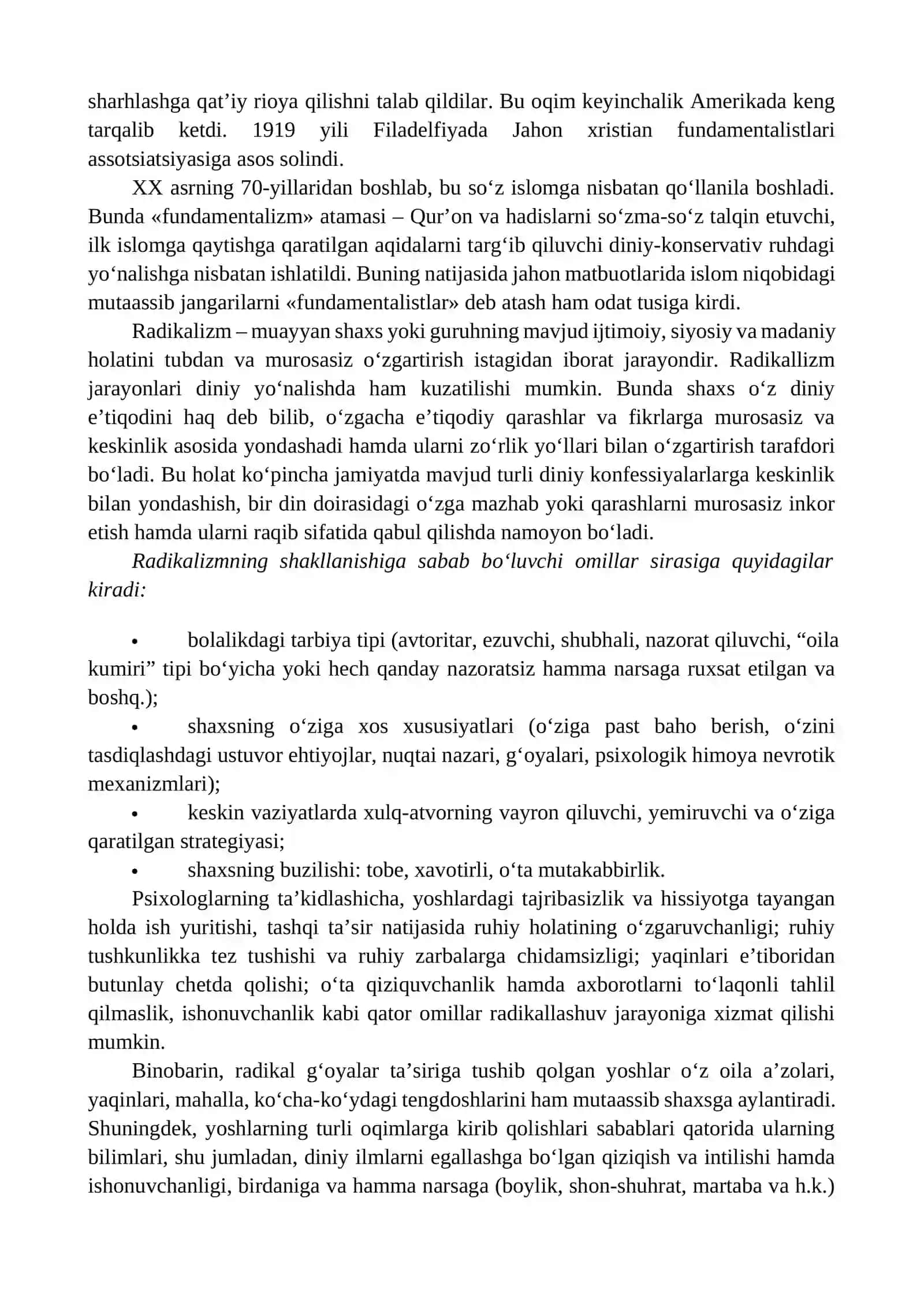 Diniy fanatizm, ekstremizm, fundamentalizm, terrorizm 3
