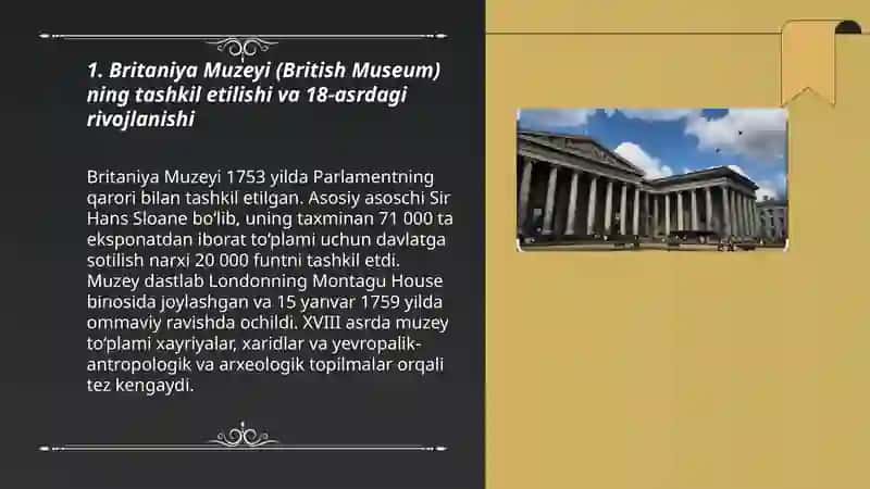 XVIII asrda G‘arbiy Yevropa muzeylari(Angliya va Fransiya) 3
