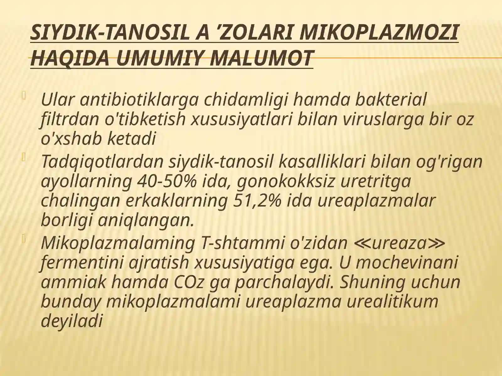 Siydik tanosil a’zolarining nospetsifik infeksion qo’zg’atuvchilari.Patogenezi.Labaratoriya tashxisi 3
